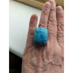Prachtige handgemaakte 925z ring turquoise jasper 3cm 17.5