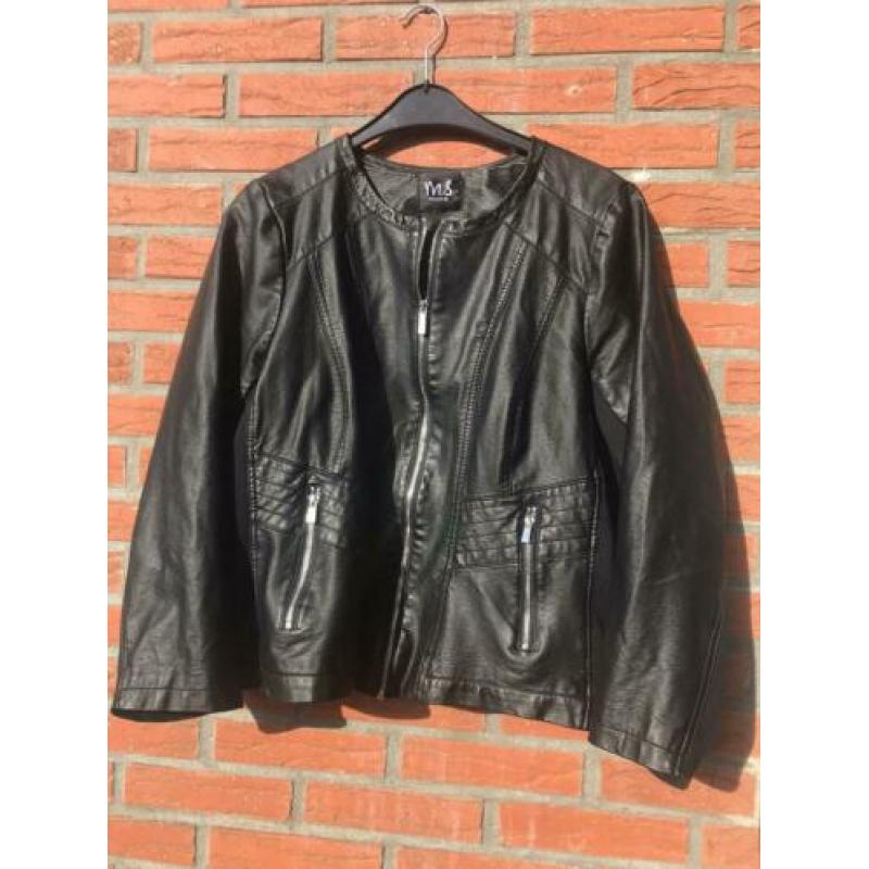 MS mode imitatielere bikerjack zwart xxl maat 50