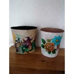 Doos vol vintage /retro vaasjes/potjes/kan/lamp rommelmarkt