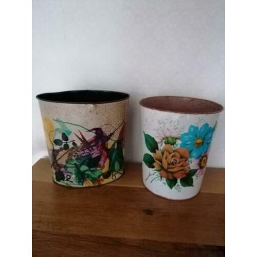 Doos vol vintage /retro vaasjes/potjes/kan/lamp rommelmarkt