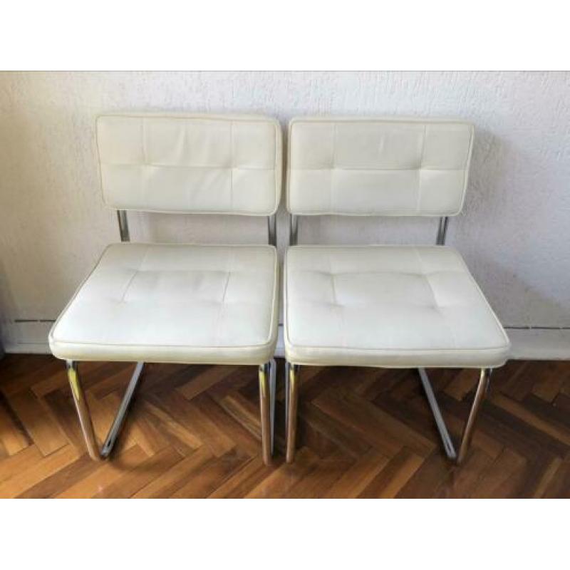 4 buisframe stoelen gebroken wit