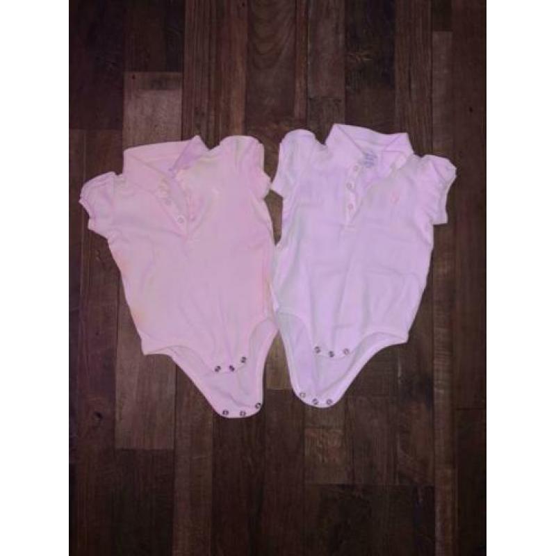 Polo ralph lauren rompers roze & wit maat 68