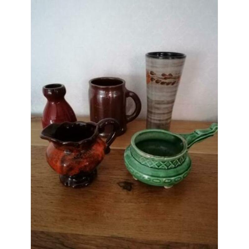 Doos vol vintage /retro vaasjes/potjes/kan/lamp rommelmarkt