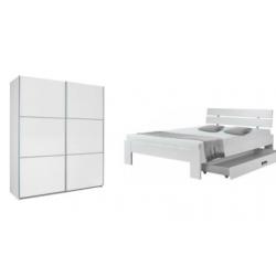 Tweepersoonsbed 140x200 MATRAS+BODEM+ Schuifdeur KLEDINGKAST