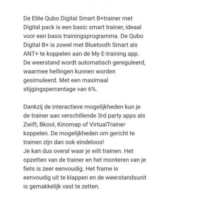 Elite Qubo digital Smart B,+ fietstrainer, Zwift.