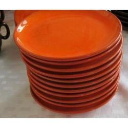 Vintage serviesgoed.aardewerk bruin/oranje