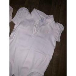 Polo ralph lauren rompers roze & wit maat 68