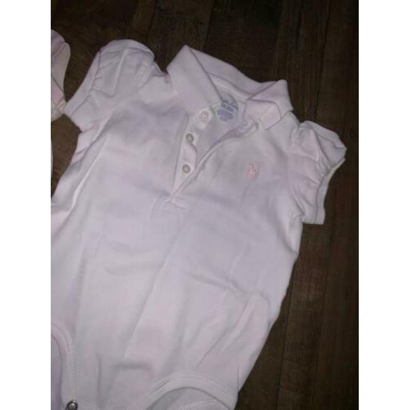 Polo ralph lauren rompers roze & wit maat 68