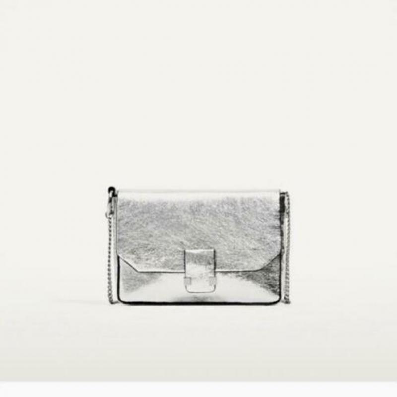 Zara crossbody tasje zilverkleur nieuw