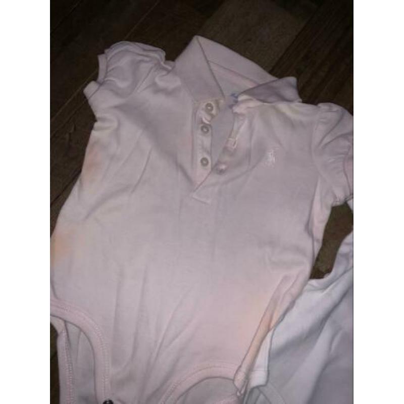 Polo ralph lauren rompers roze & wit maat 68