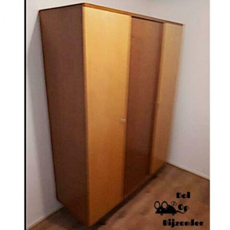Vintage teak kledingkast kast slaapkamer kleding retro groot
