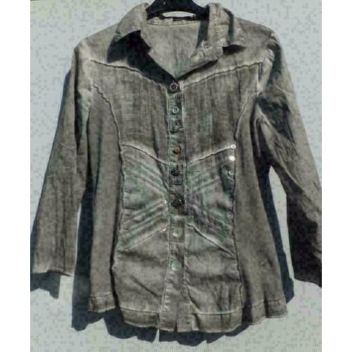 DISMERO prachtig getailleerde grijze blouse mt M