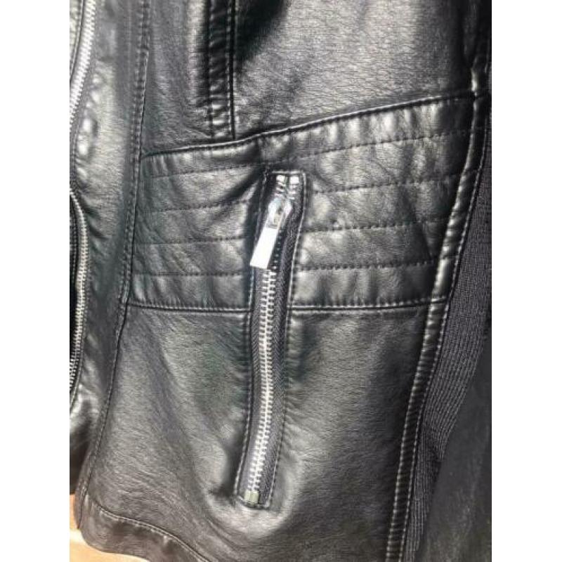 MS mode imitatielere bikerjack zwart xxl maat 50