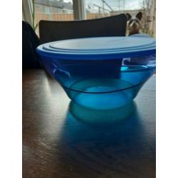 3 blauwe eleganzia tupperware schalen