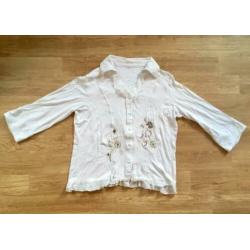 Wit vest met knoopjes en geborduurde details maat L