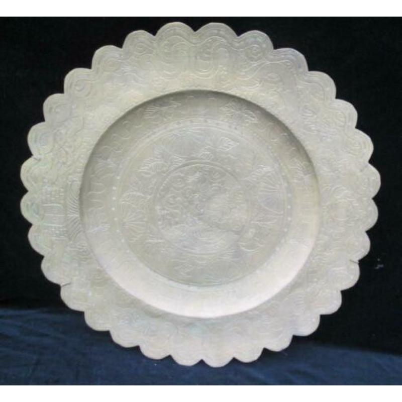 Groot Koperen Bord Oosters Draken Chinees Geschulpt 56 cm