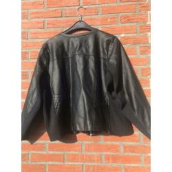 MS mode imitatielere bikerjack zwart xxl maat 50