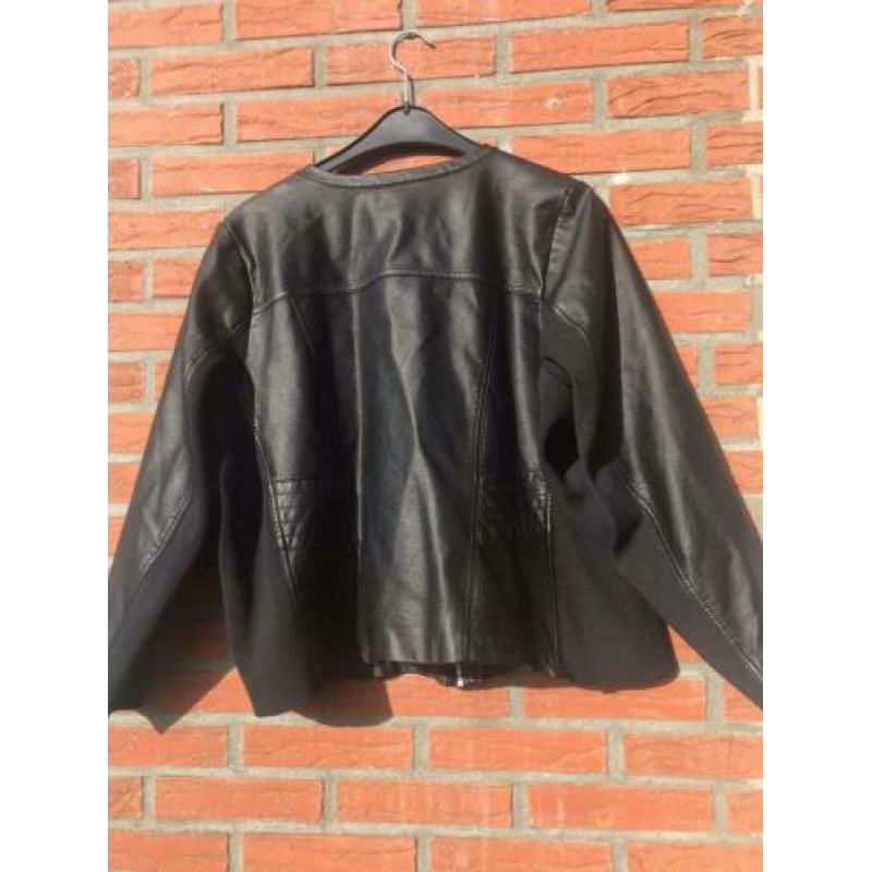 MS mode imitatielere bikerjack zwart xxl maat 50
