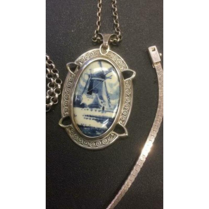 Antiek/oud lot zilveren sieraden