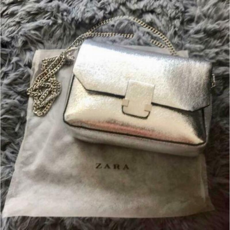 Zara crossbody tasje zilverkleur nieuw