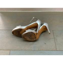 Ralph Lauren heels, mt37, zilver metallic leer