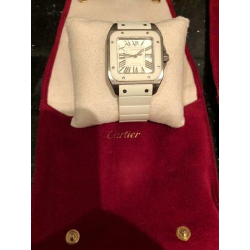 Cartier santos 100 staal wit rubber orgineel
