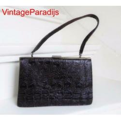 1920 VINTAGE croco handtas knip