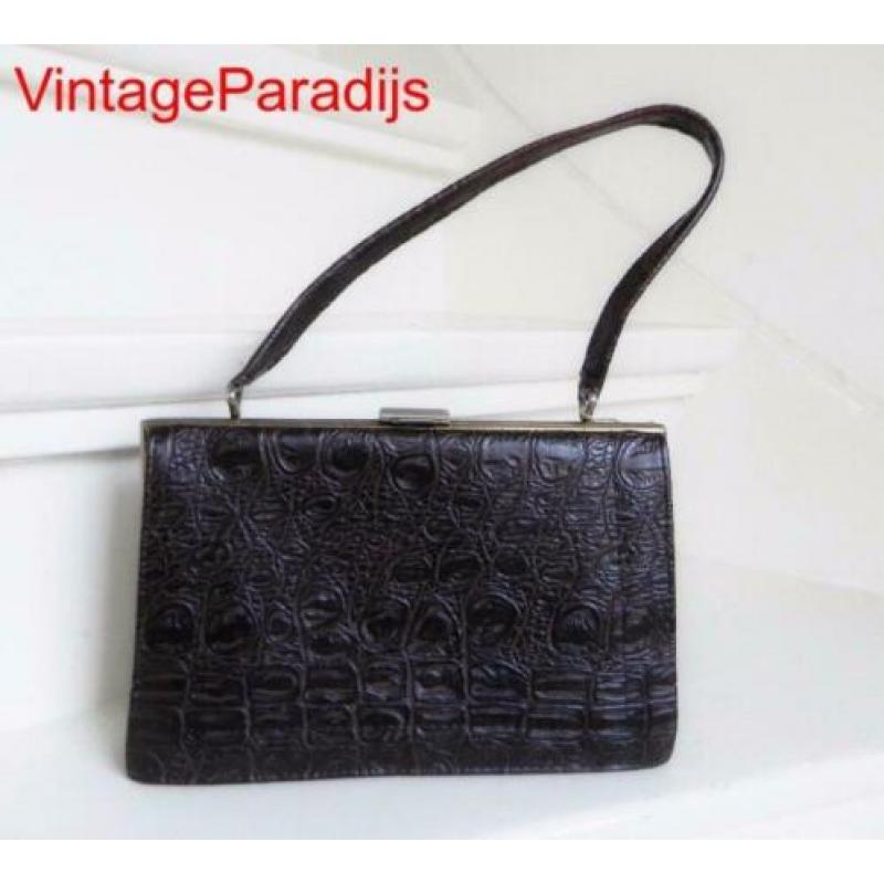 1920 VINTAGE croco handtas knip