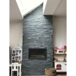 wandtegel / steenstrips Black Slate leisteen breukruw