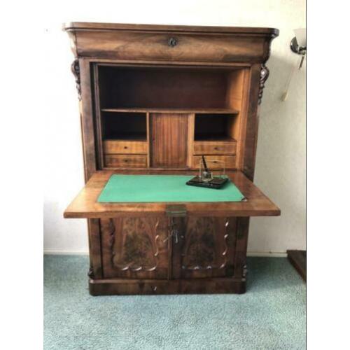 Antiek bureau kast secretaire mahonie uit 1920