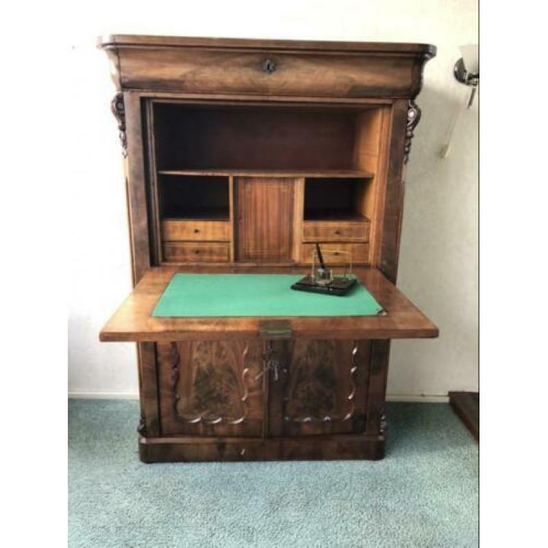 Antiek bureau kast secretaire mahonie uit 1920
