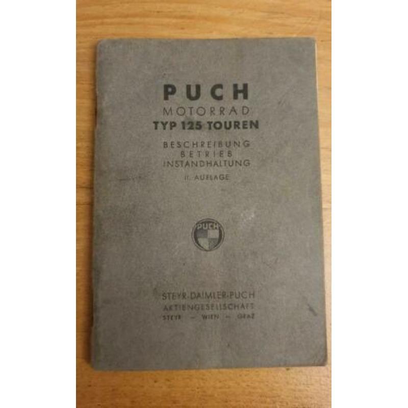 Originele PUCH 125cc motor handleiding 1948 instructie boek