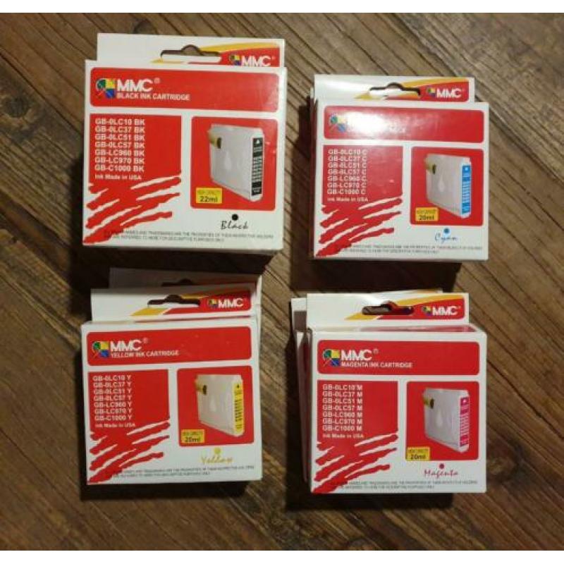 10 cartridges Brother printer inktjet LC-970BK en kleuren