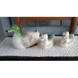 3x Brocante Franse Pate Eend Schaaltjes * Pate terrine
