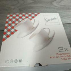 Espresso kopjes en schotels 2 stuks