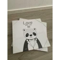 2 nieuwe canvas kinderschilderijtjes samen €5,00