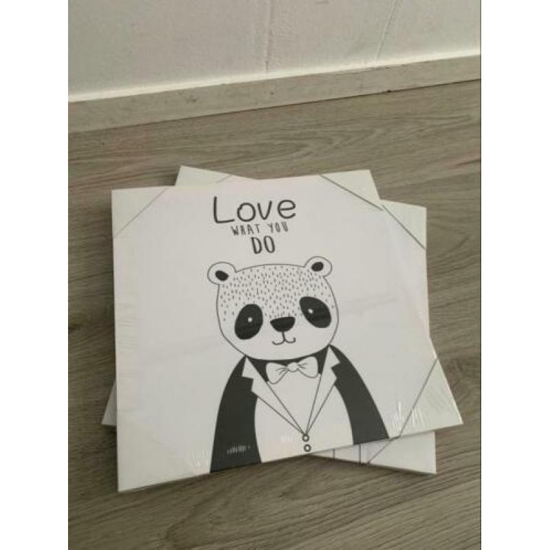 2 nieuwe canvas kinderschilderijtjes samen €5,00