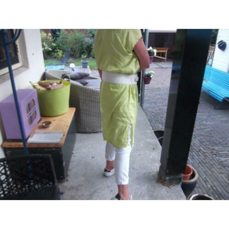 Leuk groen tuniek jurk 100 % linnen maat XL
