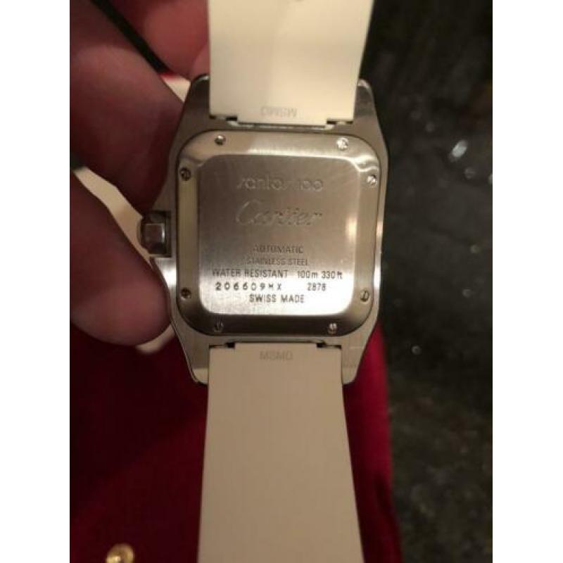 Cartier santos 100 staal wit rubber orgineel