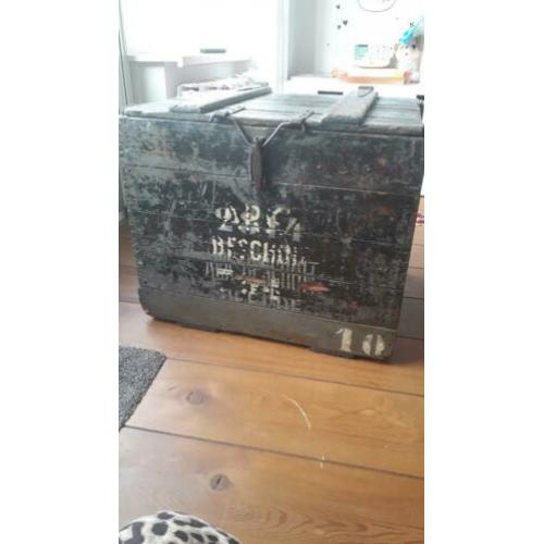 Beschuitkist, arks beschuit, houten kist, antieke kist