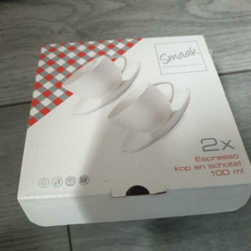 Espresso kopjes en schotels 2 stuks