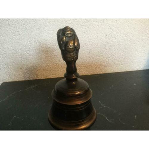 Antieke Massief bronzen bel ,met budha