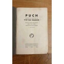 Originele PUCH 125cc motor handleiding 1948 instructie boek