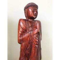 Grote Namaste Boeddha hout beeld 50,5 cm Thailand