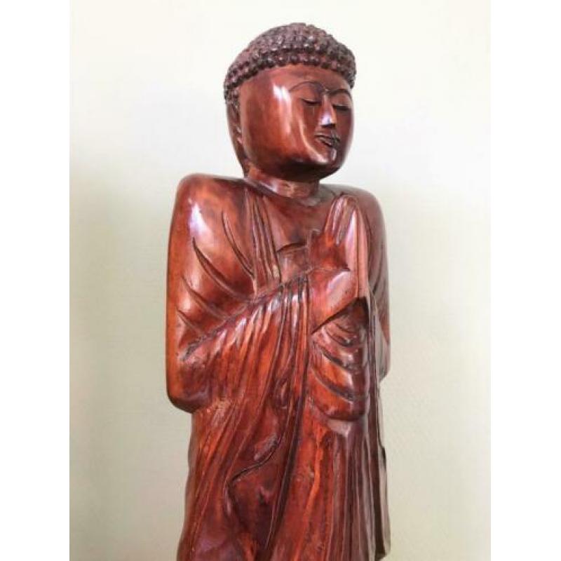 Grote Namaste Boeddha hout beeld 50,5 cm Thailand