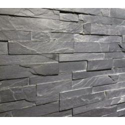 wandtegel / steenstrips Black Slate leisteen breukruw