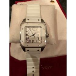 Cartier santos 100 staal wit rubber orgineel