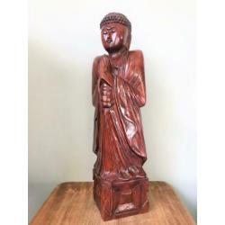 Grote Namaste Boeddha hout beeld 50,5 cm Thailand