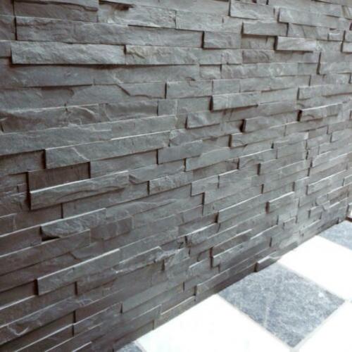 wandtegel / steenstrips Black Slate leisteen breukruw