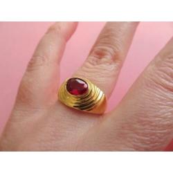 jwg vintage 60s design ring verguld goud klr steen rood roze